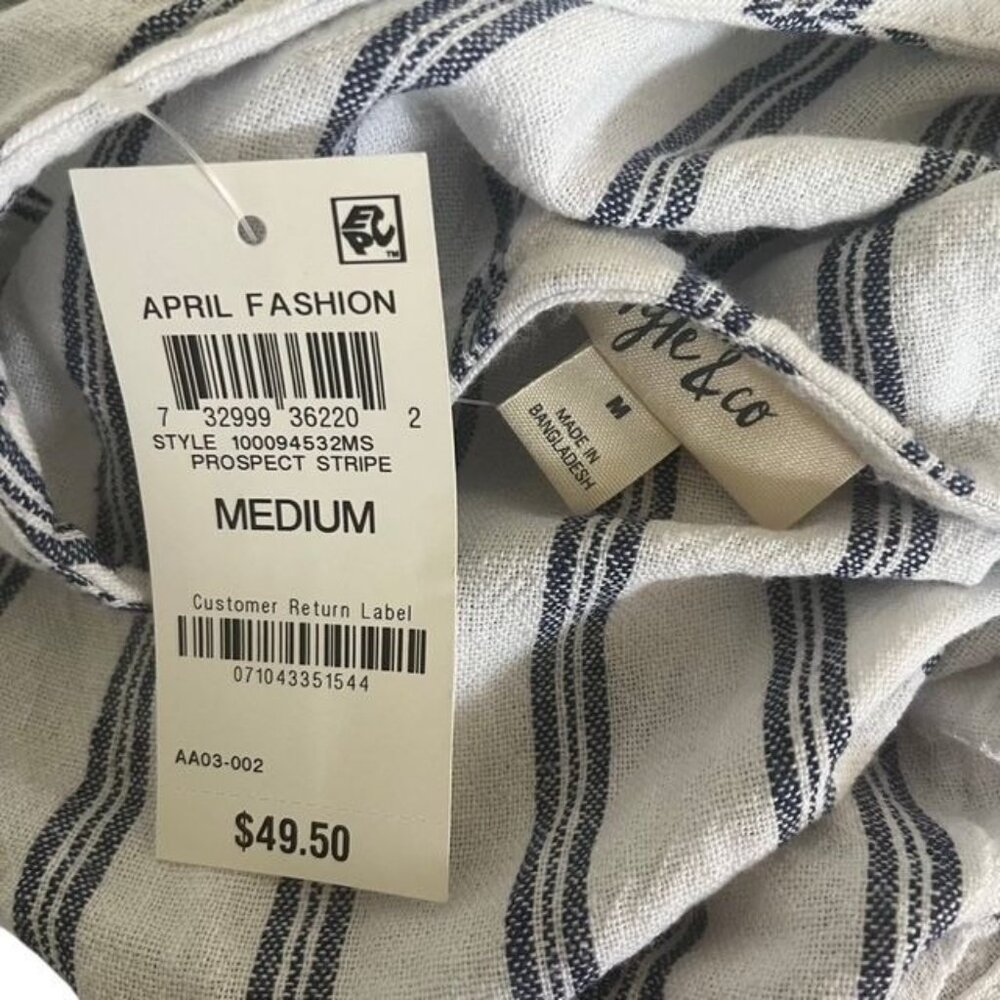 Style & Co Women's Size Medium Prospect Stripe Linen Blend Sleeveless Top - Picture 6 of 6